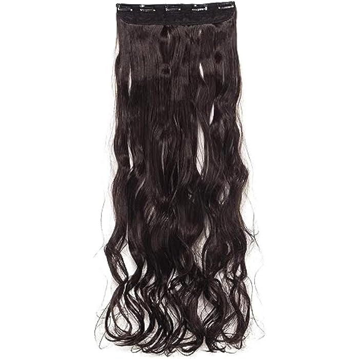 DILLARDS 30Inch Fashion Fluffy Long Straight Hair Extension Black Brown - Image 4